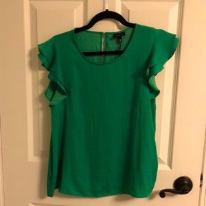 Who What Wear Green Flutter Sleeve Shirt
